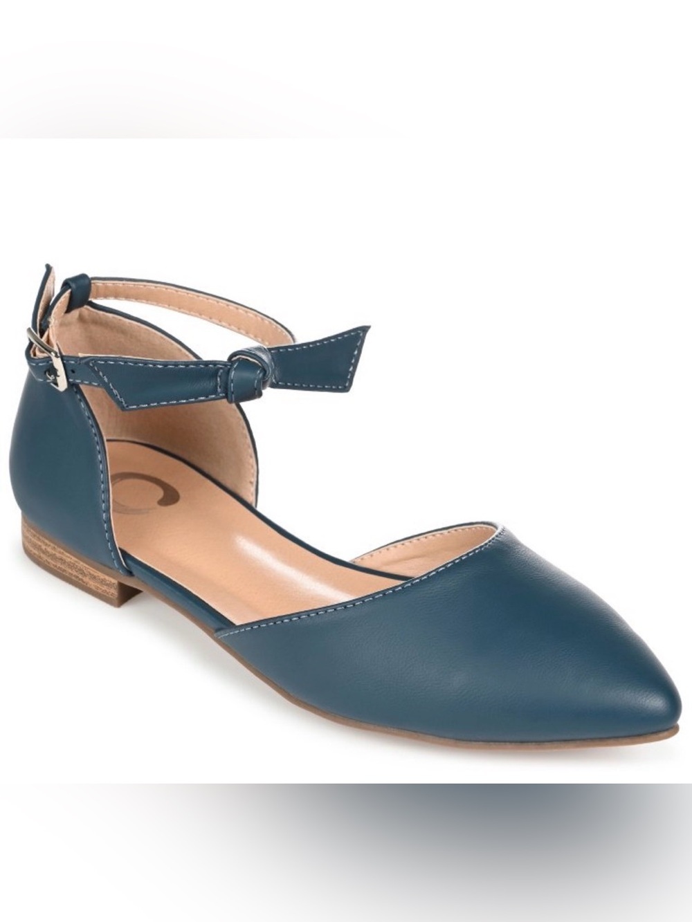NWT Journee Vielo Teal Pointed Toe Ankle Bow D’Orsay Flats